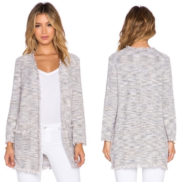 Joie Phillsa Fringe Open Front Cardigan in Smoky Mulit - M - Picture 1 of 13